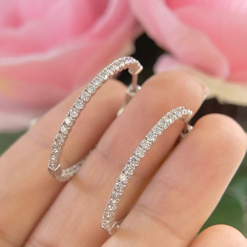 14K White Gold 1.55ct Natural Diamonds Hoops Earrings .DIER056 IIJJ (etsy image id: 4901690554)