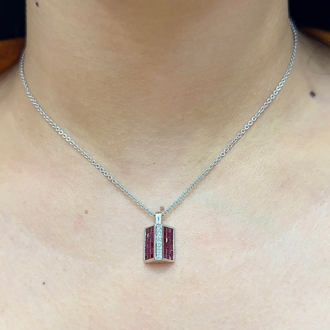 18K White Gold 3.73ct Natural Ruby Pendant with 0.08ct in Diamonds RDER EJJ (etsy image id: 4901933852)