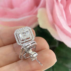 14K White Gold Statement Earrings with Emerald and Round Brilliant 1.62ct Natural Diamonds (etsy image id: 4912973194)