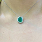 14K White Gold 4.85CT Emerald & 1.30ct Diamond  pendant EMDN016 ATJJ __etsy:4920031534