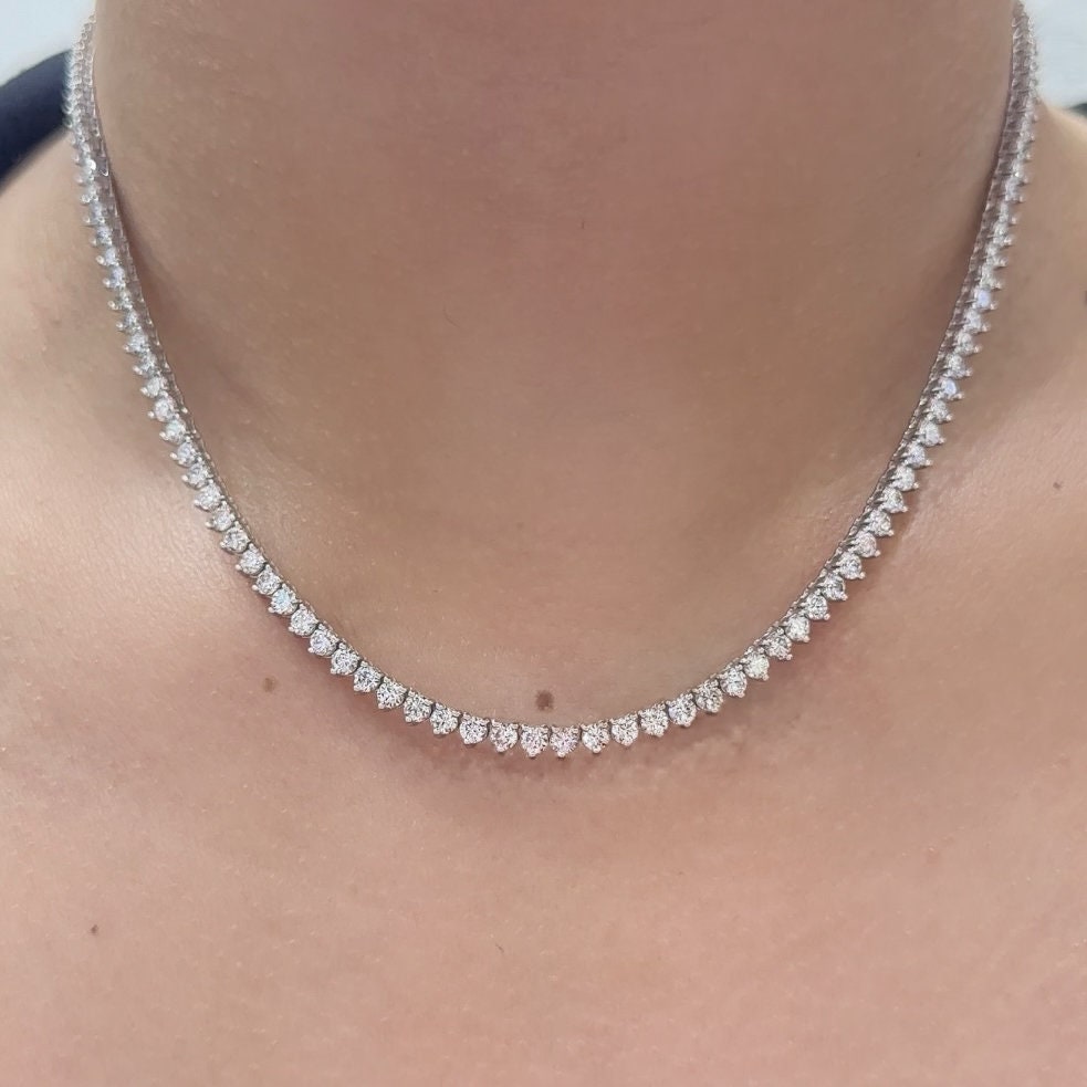 14K  White Gold All the Way around 9.60ct Natural Diamond Tennis Necklace .PJN5293WG ZJJJ __etsy:4941673004