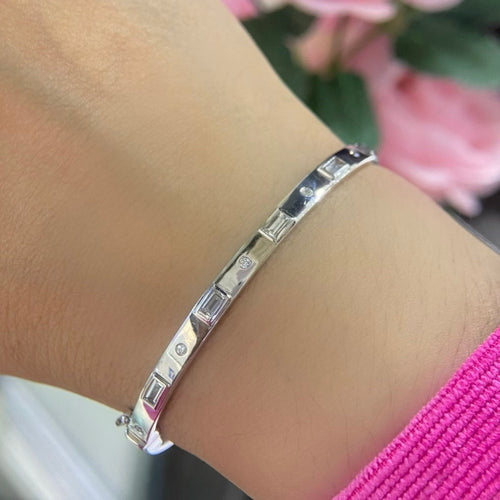 14K White Gold Bracelet Bangle with 1.19ct Natural Diamonds. (etsy image id: 4946703835)