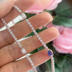 18K White Gold Tennis Necklace with 1.94ct Natural Sapphires & 3.02ct in Natural Diamonds (etsy image id: 4947084413)