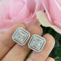 14K White Gold Statement Earrings with Emerald and Round Brilliant 1.62ct Natural Diamonds (etsy image id: 4961260003)