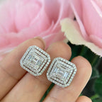 14K White Gold Statement Earrings with Emerald and Round Brilliant 1.62ct Natural Diamonds (etsy image id: 4961260003)