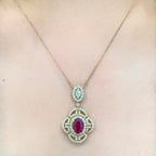 18K Rose Gold 2.27CT Natural Ruby Pendant with 1.82ct in Diamonds __etsy:4968269193