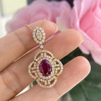 18K Rose Gold 2.27CT Natural Ruby Pendant with 1.82ct in Diamonds __etsy:4968270235