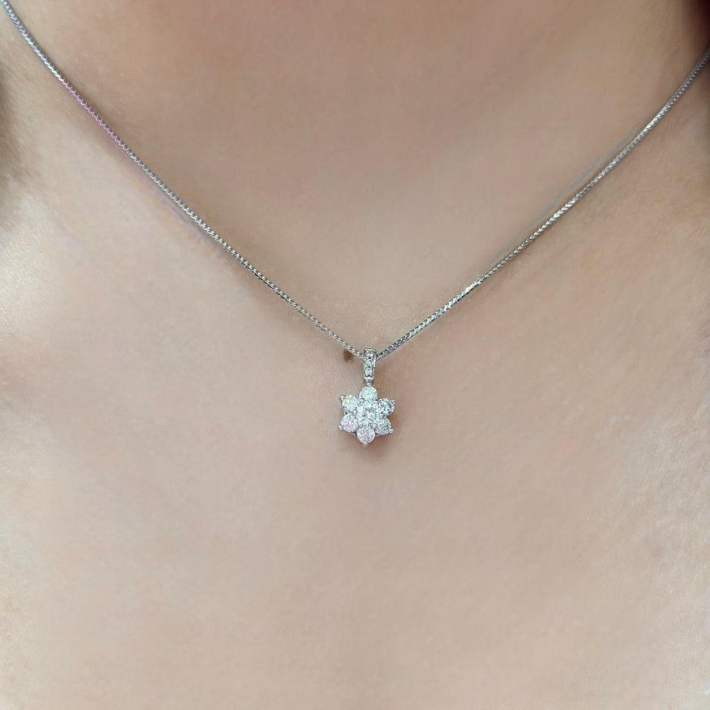 14K White Gold Flower Style 0.70CT Natural Diamond Pendant ZJJ __etsy:4971081589