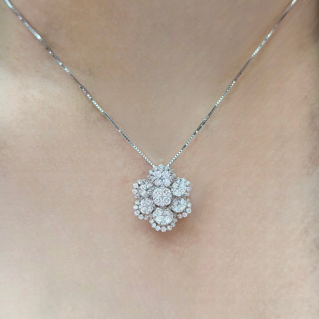 18K White Gold Flower Style 1.64ct Diamond Pendant PGDA002N WG __etsy:4971119405