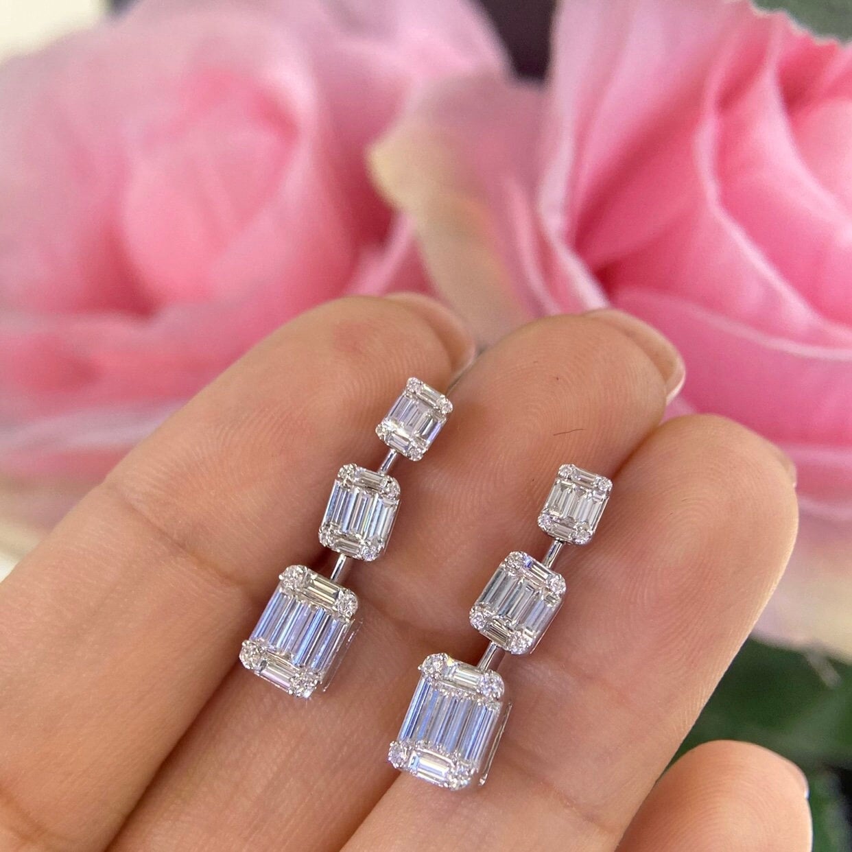 14K White Gold Earrings 1.39ct in Diamonds. EN32380001 GJTJ (etsy image id: 5009382675)