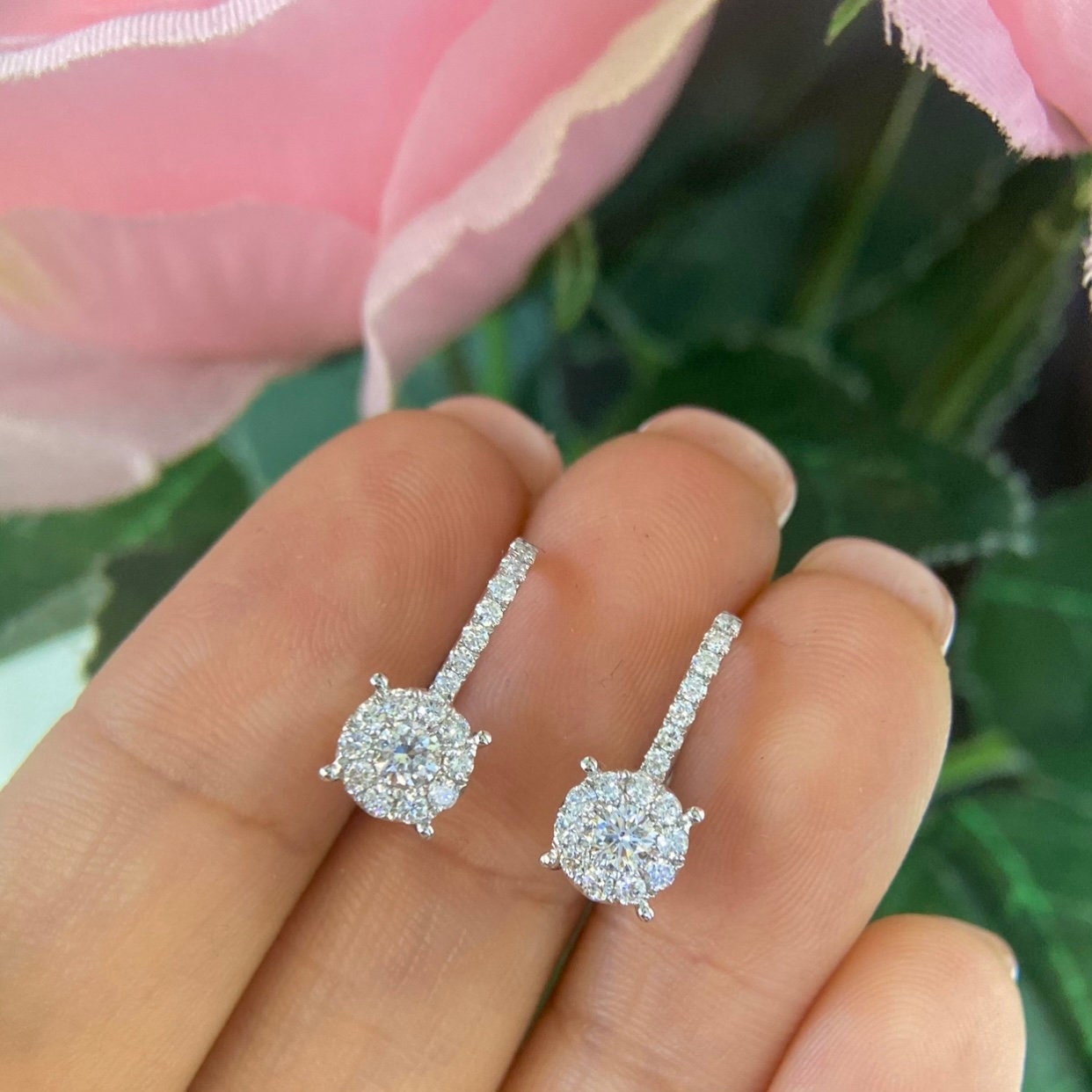 14K White Gold Earrings 0.77ct Diamonds. PJE406-019N ITGT (etsy image id: 5009411287)