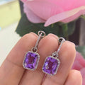 14K White Gold Earrings 6.78ct in Amethyst with 0.20ct in Diamonds. DC-E9832 (etsy image id: 5024807044)
