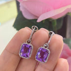 14K White Gold Earrings 6.78ct in Amethyst with 0.20ct in Diamonds. DC-E9832 (etsy image id: 5024807044)