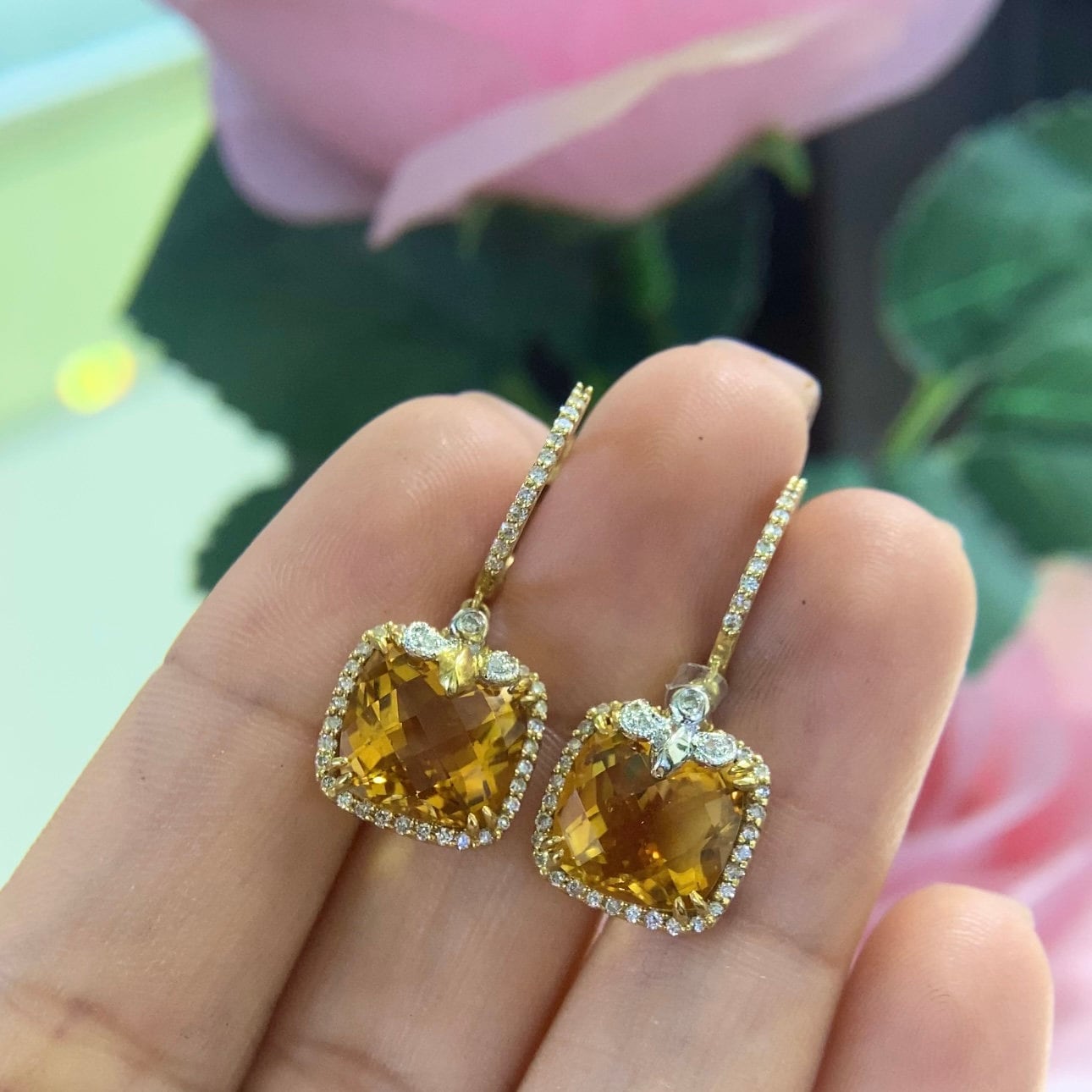 14K Yellow Gold Earrings 8.93ct with 0.46ct in Diamonds. DC-E2908 (etsy image id: 5024843076)