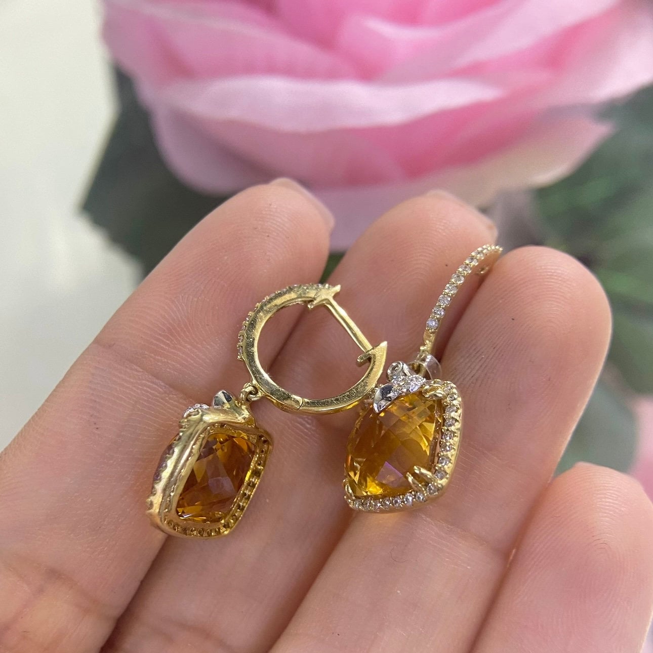 14K Yellow Gold Earrings 8.93ct with 0.46ct in Diamonds. DC-E2908 (etsy image id: 5024843088)