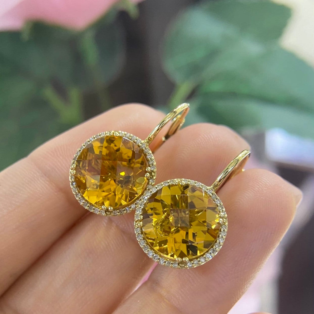 14K Yellow Gold 10.67ct Citrine with 0.25ct in Diamonds (etsy image id: 5024863412)