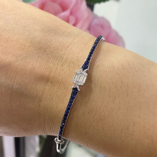 14K White Gold Bracelet with  0.85ct Sapphires and 0.26ct in Diamonds. DCB14418-2 (etsy image id: 5025015868)