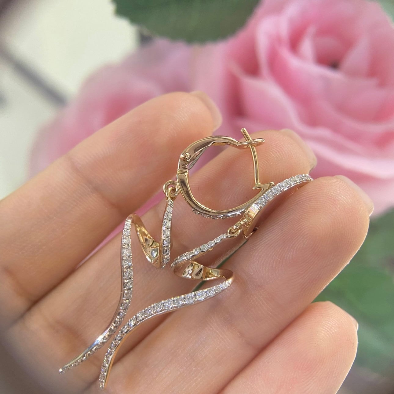 14K Rose Gold Earrings Snake Style 0.71ct in Diamonds. DCE13772-8 ZTJ (etsy image id: 5027687776)