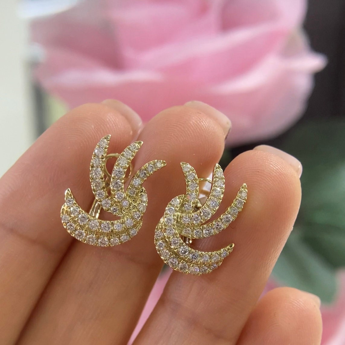14K Yellow Gold 0.93ct in Diamonds Earrings. DCE144102 EIT (etsy image id: 5027734914)