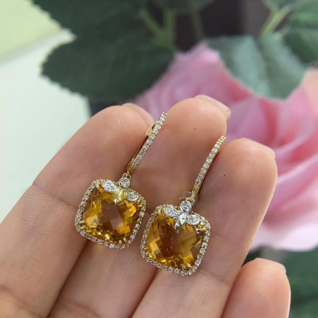 14K Yellow Gold Earrings 8.93ct with 0.46ct in Diamonds. DC-E2908 (etsy image id: 5073078635)