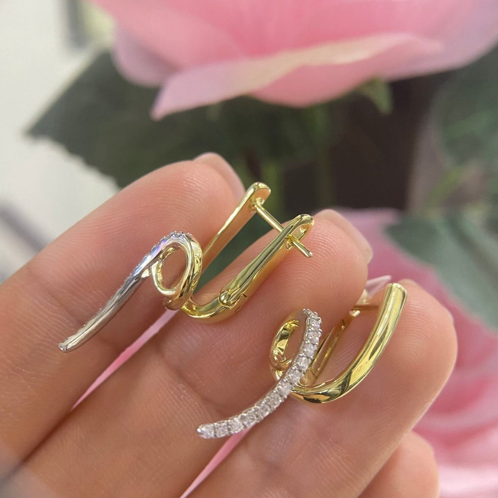 Earrings in 14K Yellow Gold 0.31ct in Diamonds. (etsy image id: 5075900371)