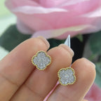 14K Yellow Gold Claver Style 0.39ct Diamonds Earrings.  DCE146021 ATJ (etsy image id: 5075938275)