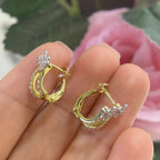 14K Yellow Gold Little Flower Huggie Style Earrings with 0.35ct in Diamonds. (etsy image id: 5075975309)
