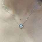 White Gold Necklace with Diamond Cluster Clover Pendant Necklace (etsy image id: 5076443803)