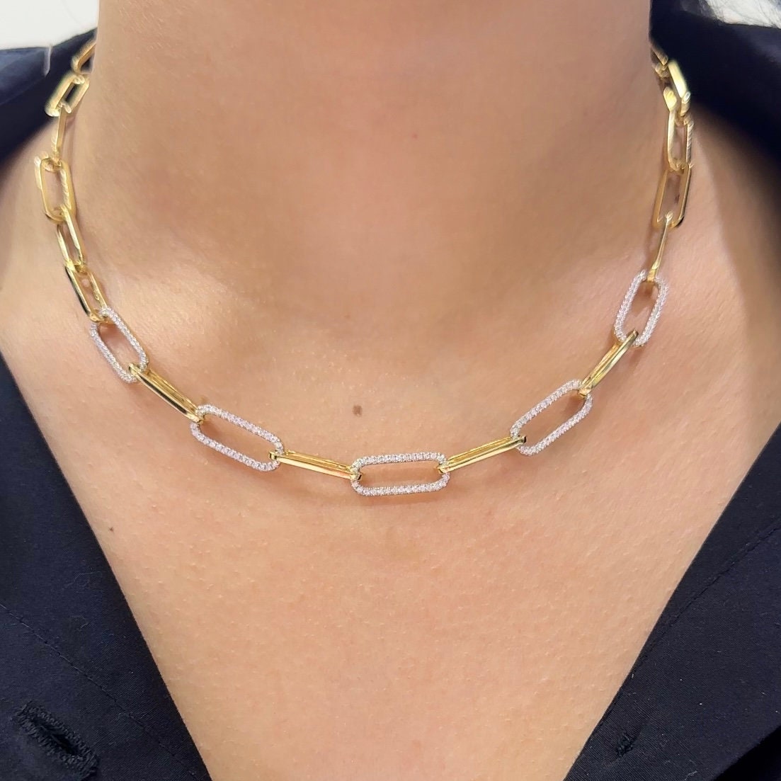 18K Yellow Gold  0.72ct in Diamonds Necklace. A48615N14 GLII (etsy image id: 5197962355)