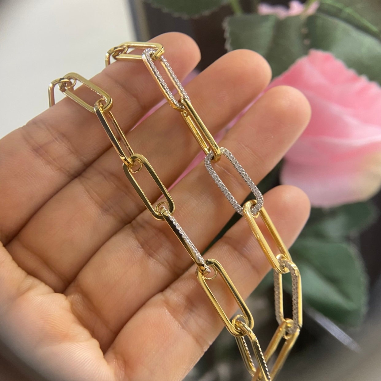 18K Yellow Gold  0.72ct in Diamonds Necklace. A48615N14 GLII (etsy image id: 5197966123)