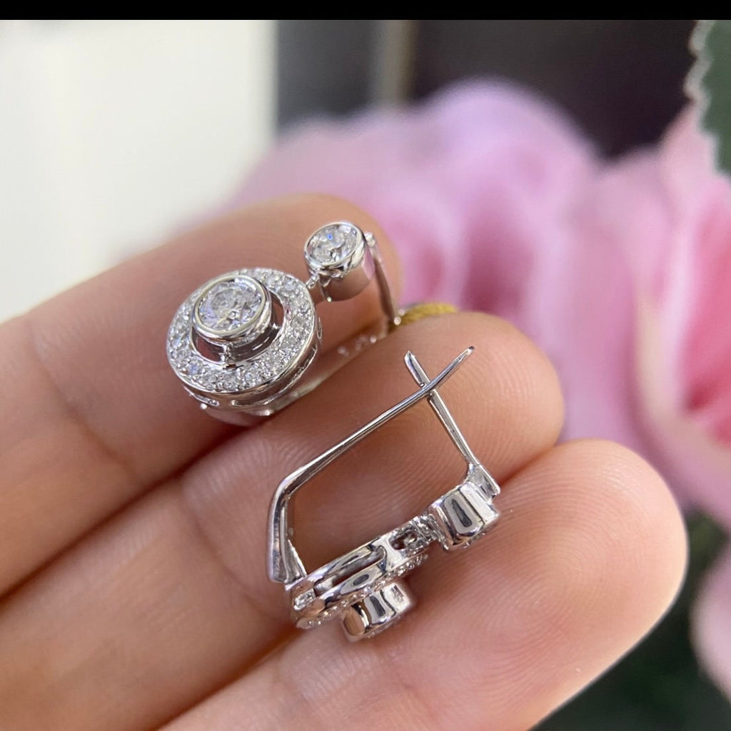14K White Gold 1.00ct in Diamonds Earrings.  DN046 I,SJJ (etsy image id: 5198005483)