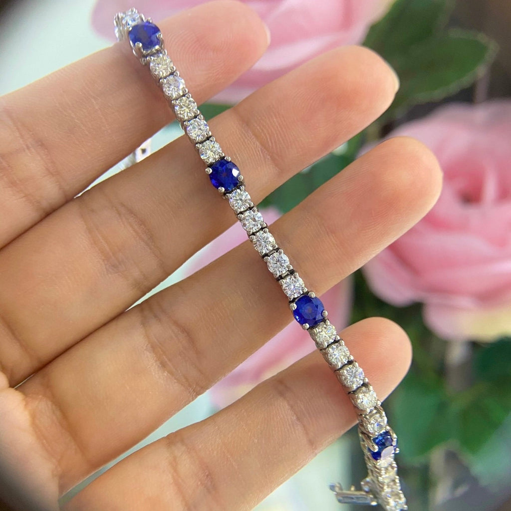 14K White Gold 4.60ct in Sapphires with 5.55ct in Diamonds Bracelet. SDB020 ZJJJ (etsy image id: 5281251798)