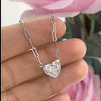 14K White Gold Heart Shape Pendant Lab Grown Diamond 3.01ct. SI1 Clarity .F color. (etsy image id: 5288647742)