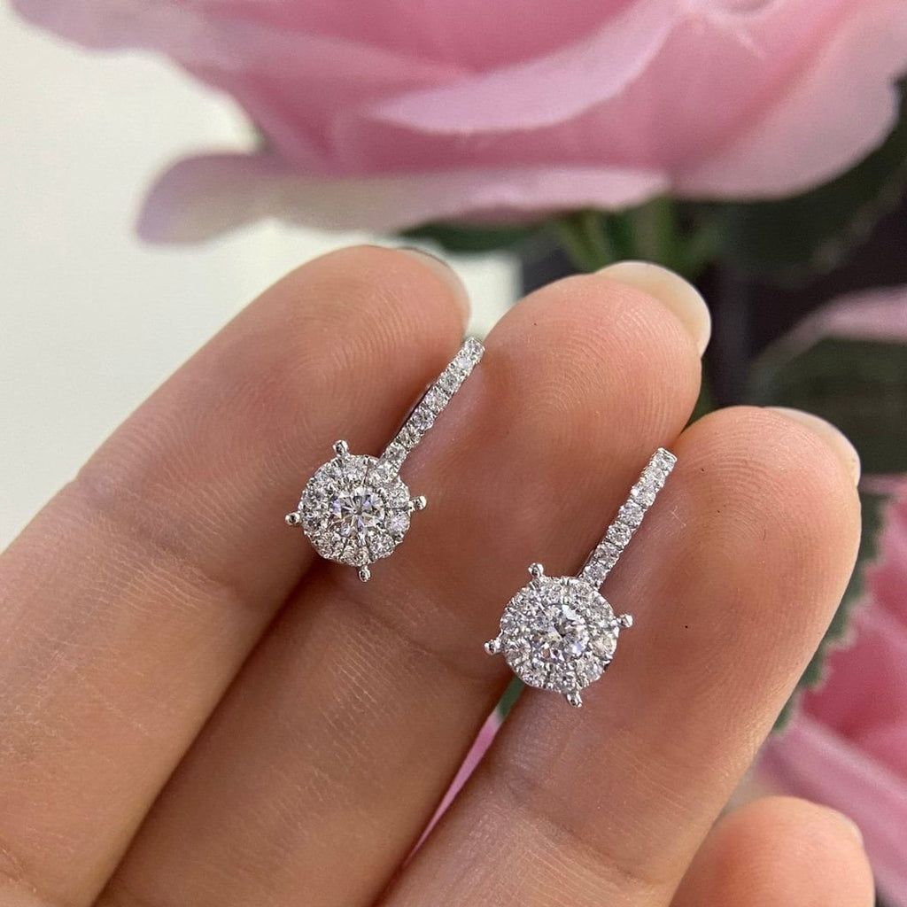 14K White Gold Earrings with 0.77ct in Diamonds. (etsy image id: 5318090593)