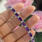 14K White  Gold Bracelet  1.10ct with 13.20ct in Amethyst oval cut. CBR017 I,ZJJ (etsy image id: 5329392931)