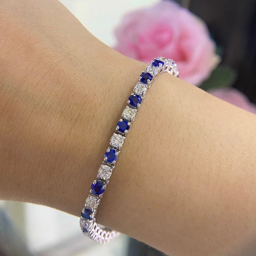 14K White Gold 5.82ct in Sapphires with 5.55ct in Diamonds Bracelet. SDB006 ATJJ (etsy image id: 5329452763)