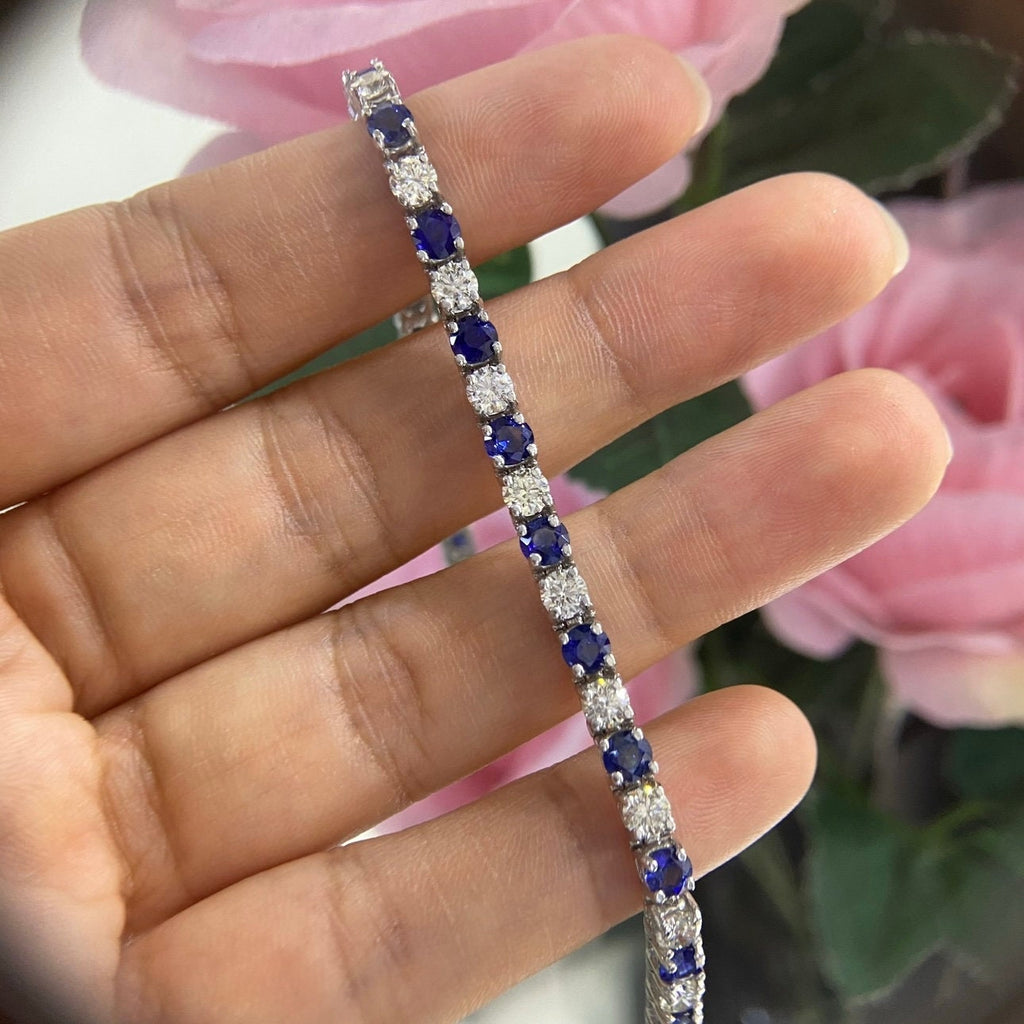14K White Gold 5.82ct in Sapphires with 5.55ct in Diamonds Bracelet. SDB006 ATJJ (etsy image id: 5329452769)