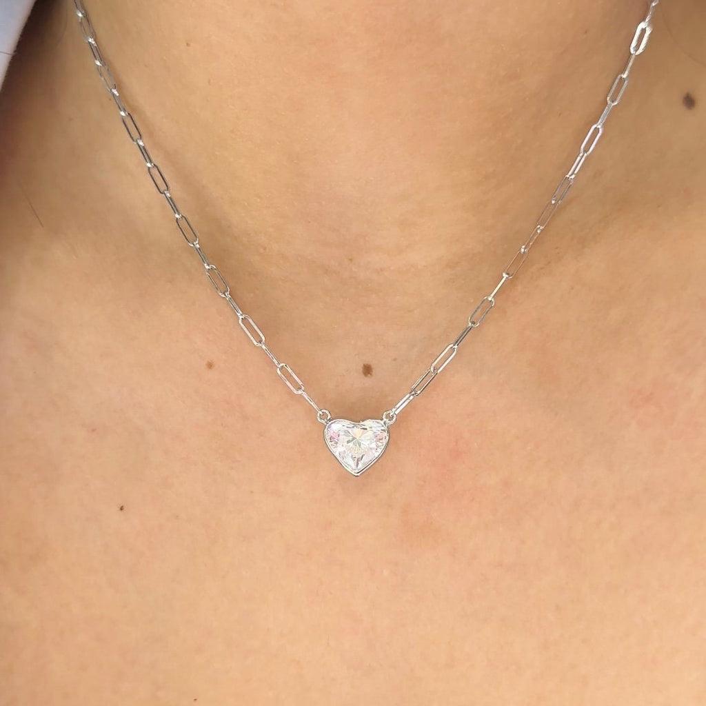 14K White Gold Heart Shape Pendant Lab Grown Diamond 3.01ct. SI1 Clarity .F color. (etsy image id: 5336822211)