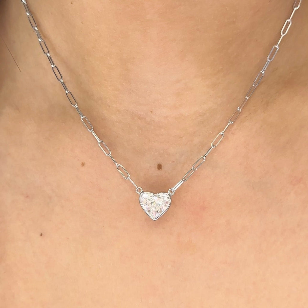 14K White Gold Heart Shape Pendant Lab Grown Diamond 3.01ct. SI1 Clarity .F color. (etsy image id: 5336822219)