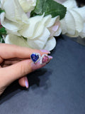 18K Luxurious and Stunning White Gold Diamond Tanzanite & Pink Tourmaline Ring (etsy image id: 5416344948)