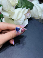 18K Luxurious and Stunning White Gold Diamond Tanzanite & Pink Tourmaline Ring (etsy image id: 5416344948)
