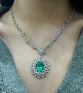 18kt Diamond Emerald Necklace (etsy image id: 5464571487)