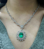 18kt Diamond Emerald Necklace (etsy image id: 5464571487)