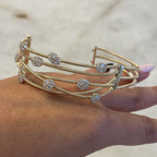 Yellow Gold Coil & Diamond Cluster Wire Bangle (etsy image id: 5548970191)