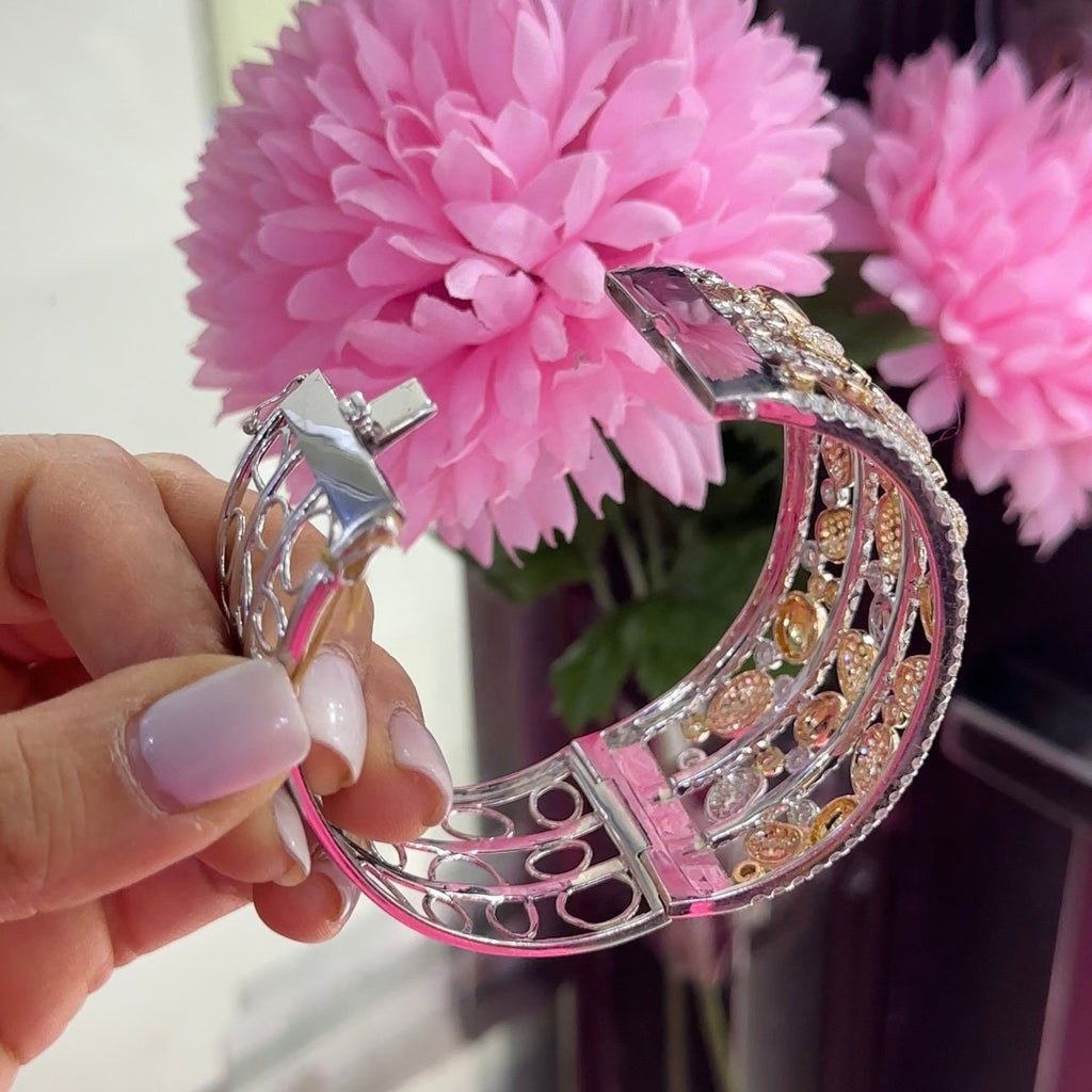 18K White and Yellow Gold Diamond Bangle with 11.42ct Diamond , VS2- SI. (etsy image id: 5583070002)