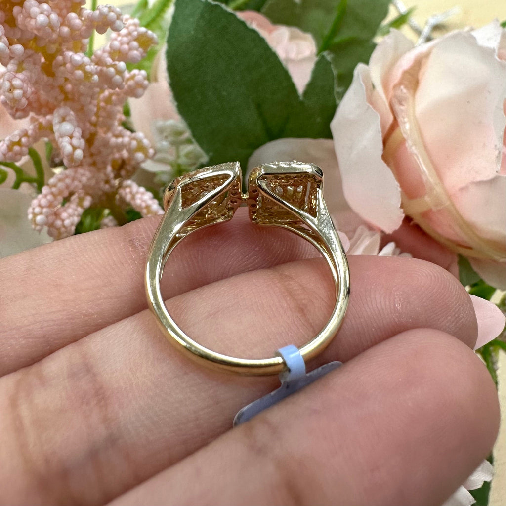 Elegant 14kt Yellow Gold Ring with Round and Baguette Natural Diamonds (etsy image id: 5663572526)