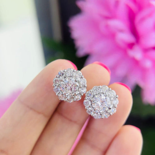 14K White Gold Diamond Earrings total 4.41ct Round Cut Diamonds . EGS Certified Diamonds. D-G colors with VS2- SI1 Clarity.  DIER28 ZEJJ (etsy image id: 5724326412)
