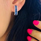 18K White Gold Diamond 1.81ct Baggets cut Sapphire Earrings with 0.35ct rd cut Natural Diamonds .G-H , VS2-SI clarity. SDER015 ESJ (etsy image id: 5724329940)