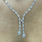 Exquisite 14KT White Gold Necklace: 7 Carats of Natural Round & Baguette Diamonds __etsy:5770680307