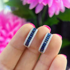 18K White Gold Diamond 1.81ct Baggets cut Sapphire Earrings with 0.35ct rd cut Natural Diamonds .G-H , VS2-SI clarity. SDER015 ESJ (etsy image id: 5772398893)